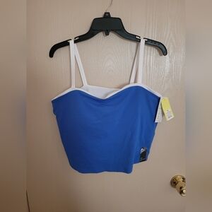 All In Motion Buttery Soft Cropped Cami Dark Blue With White Trim NWT XXL